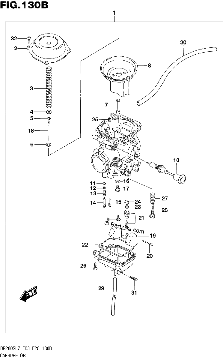 Diagrama de CARBURETOR DR200SL7 E28