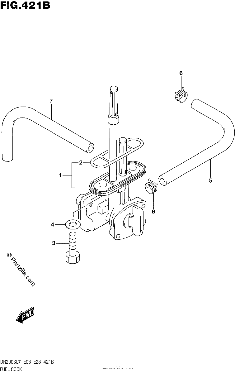Diagrama de FUEL COCK DR200SL7 E28