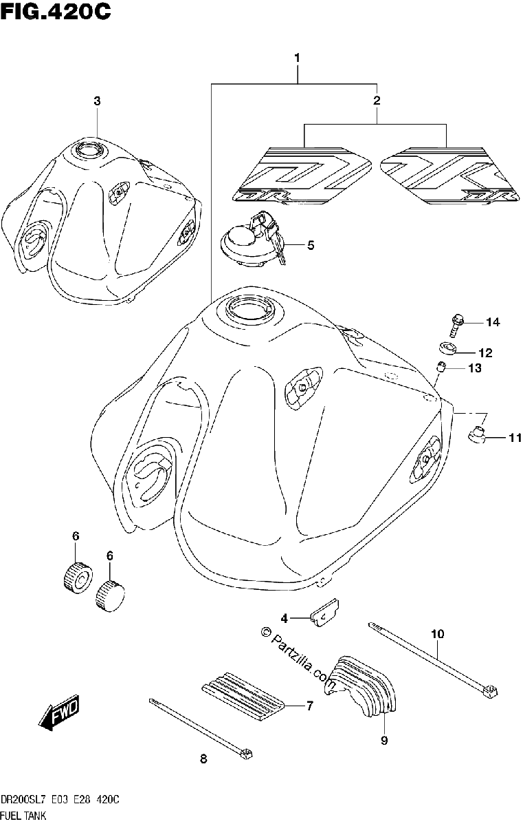 Diagrama de FUEL TANK DR200SL7 E33