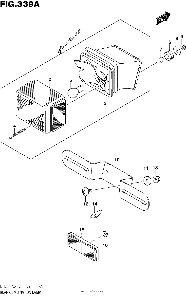 Diagrama de REAR COMBINATION LAMP DR200SL7 E03