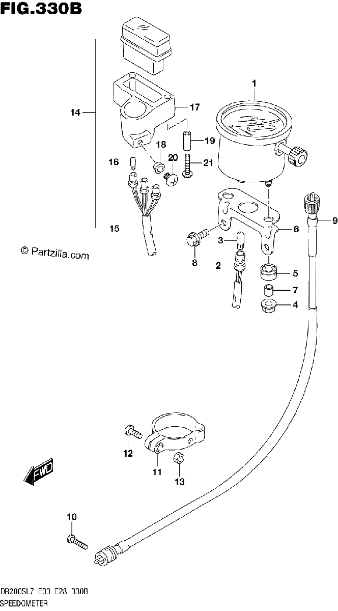 Diagrama de SPEEDOMETER DR200SL7 E28
