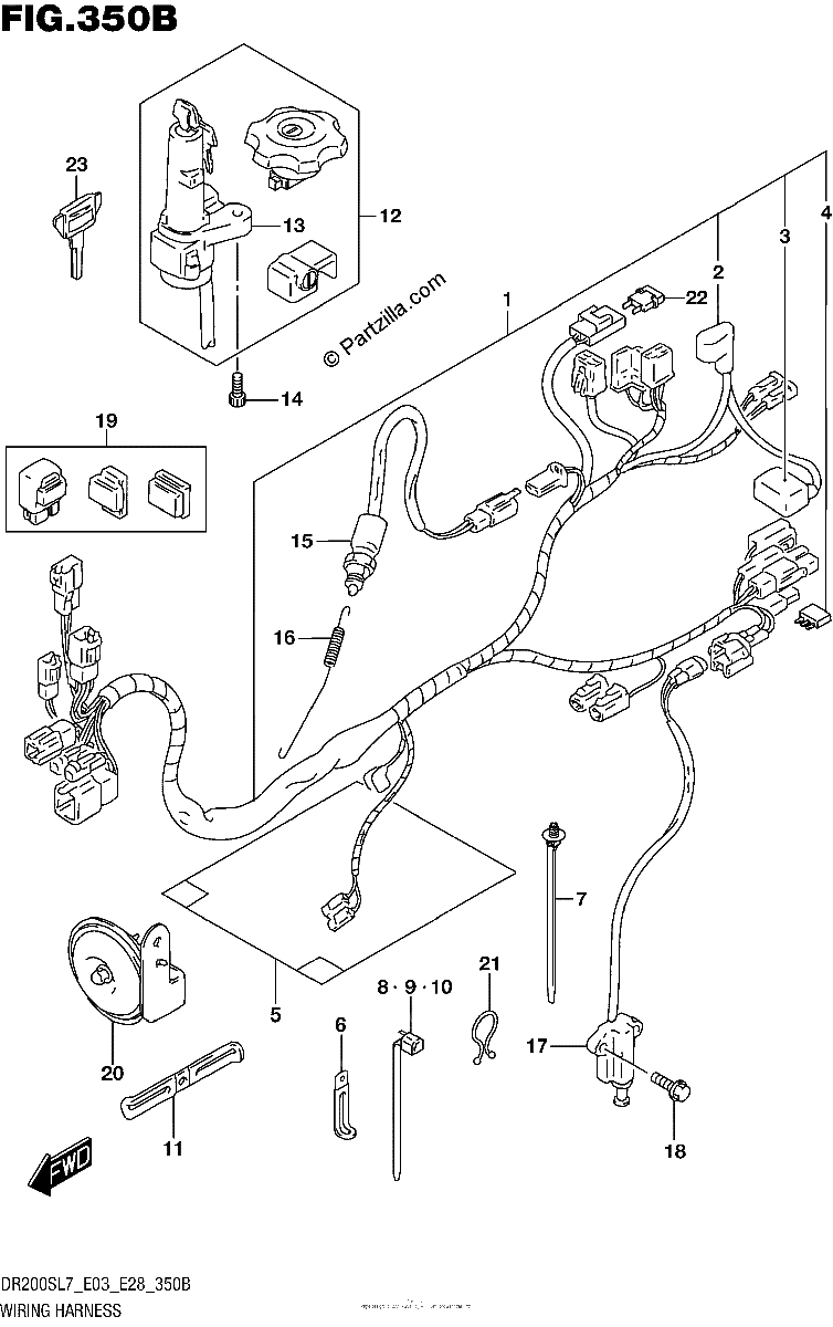 Diagrama de WIRING HARNESS DR200SL7 E28
