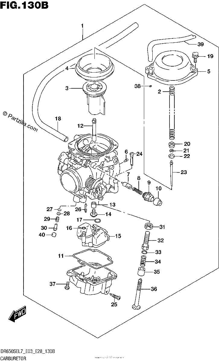 Diagrama de CARBURETOR DR650SEL7 E28