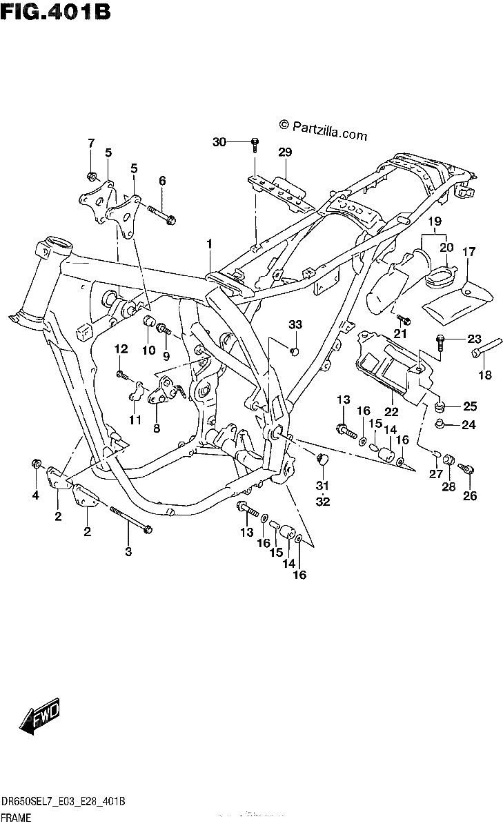 Diagrama de FRAME DR650SEL7 E28