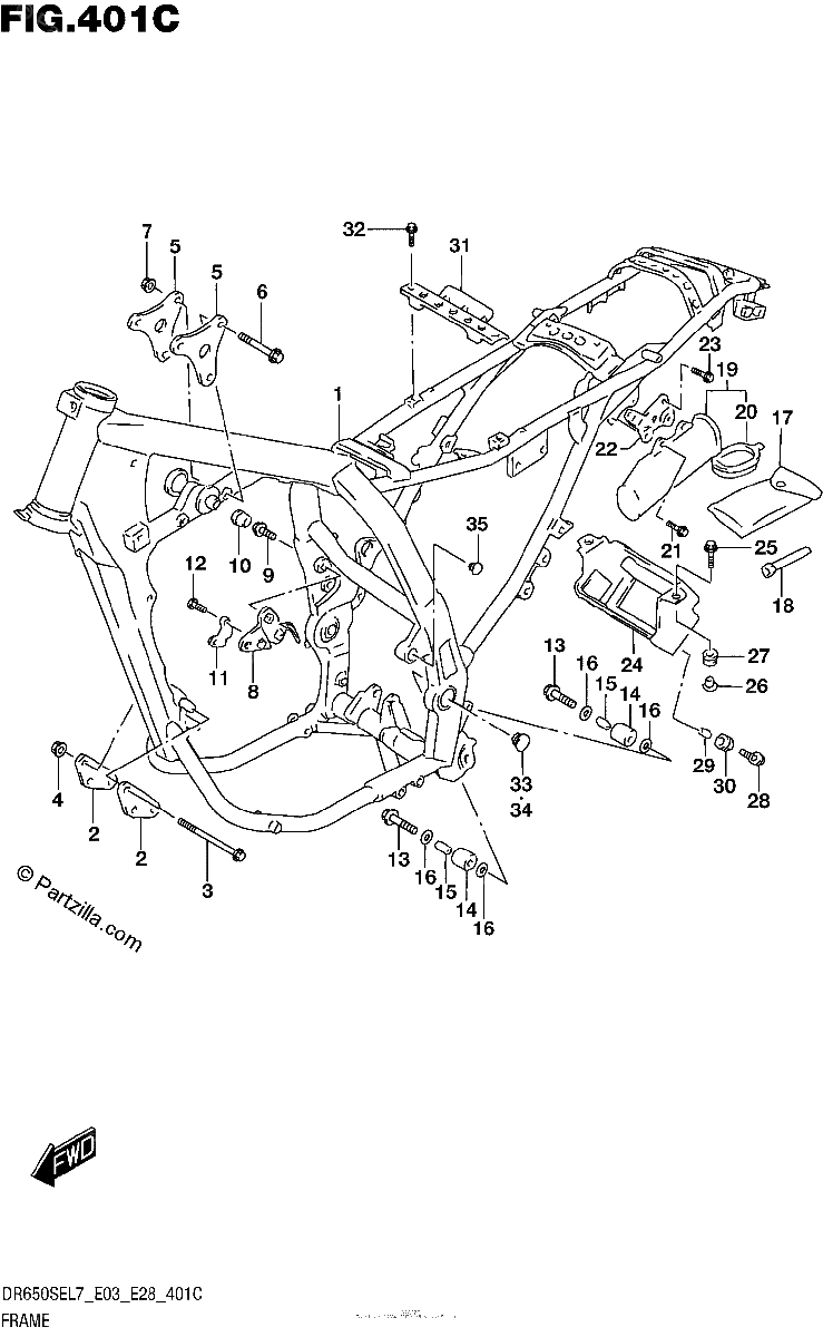 Diagrama de FRAME DR650SEL7 E33