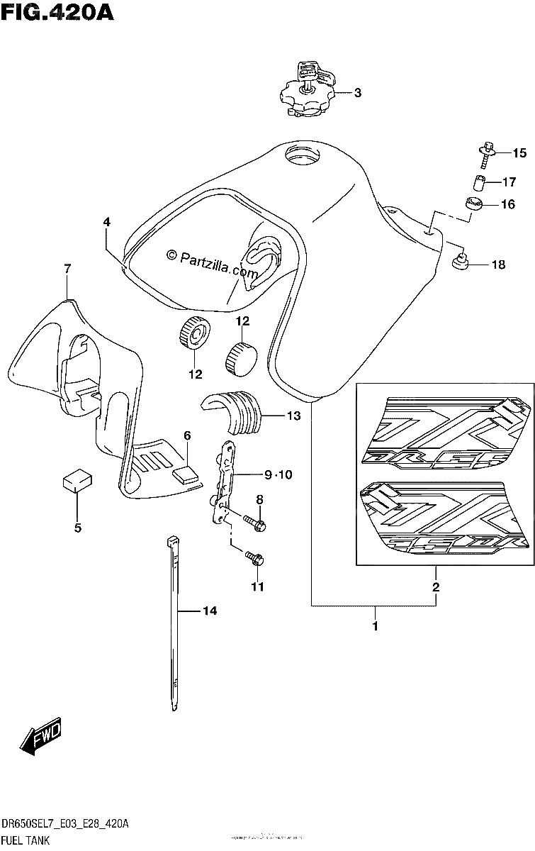 Diagrama de FUEL TANK DR650SEL7 E03