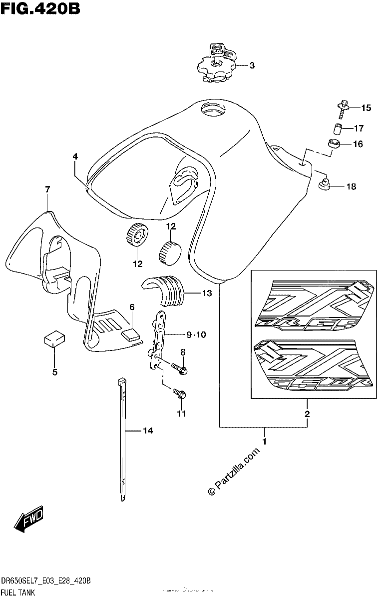 Diagrama de FUEL TANK DR650SEL7 E28