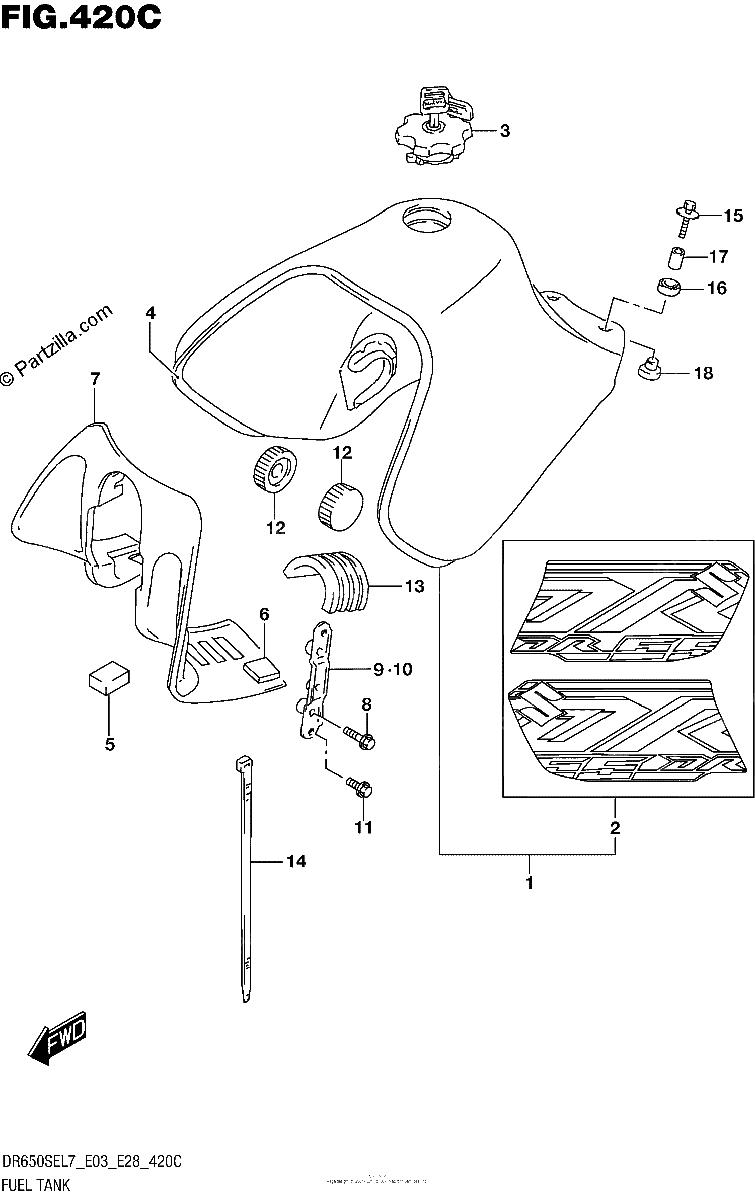 Diagrama de FUEL TANK DR650SEL7 E33