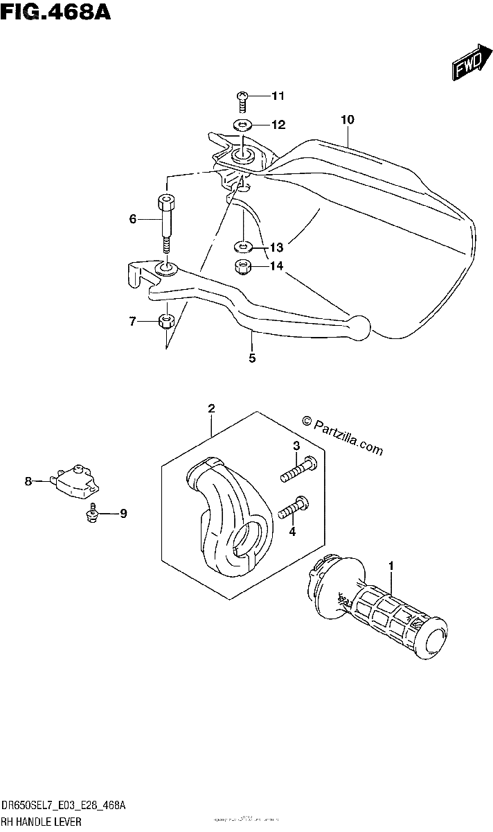 Diagrama de RH HANDLE LEVER