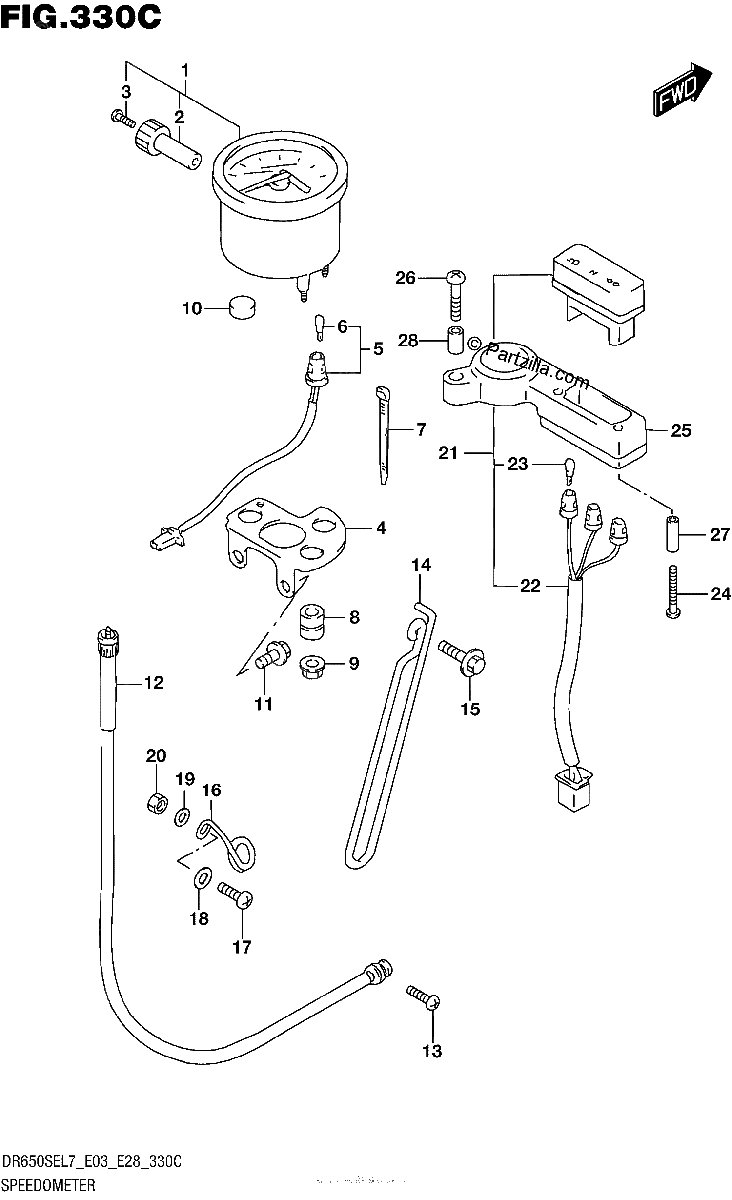 Diagrama de SPEEDOMETER DR650SEL7 E33