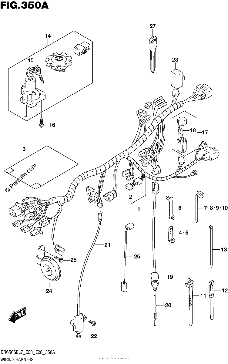 Diagrama de WIRING HARNESS DR650SEL7 E03