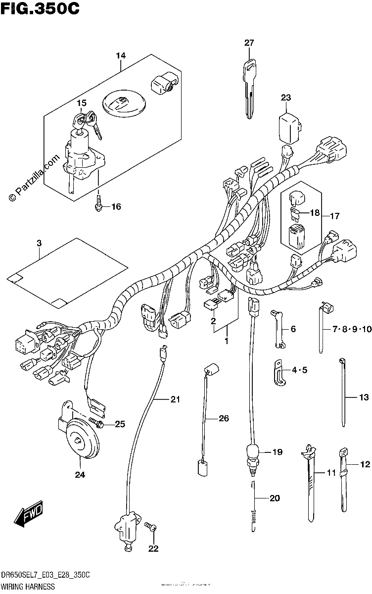 Diagrama de WIRING HARNESS DR650SEL7 E33