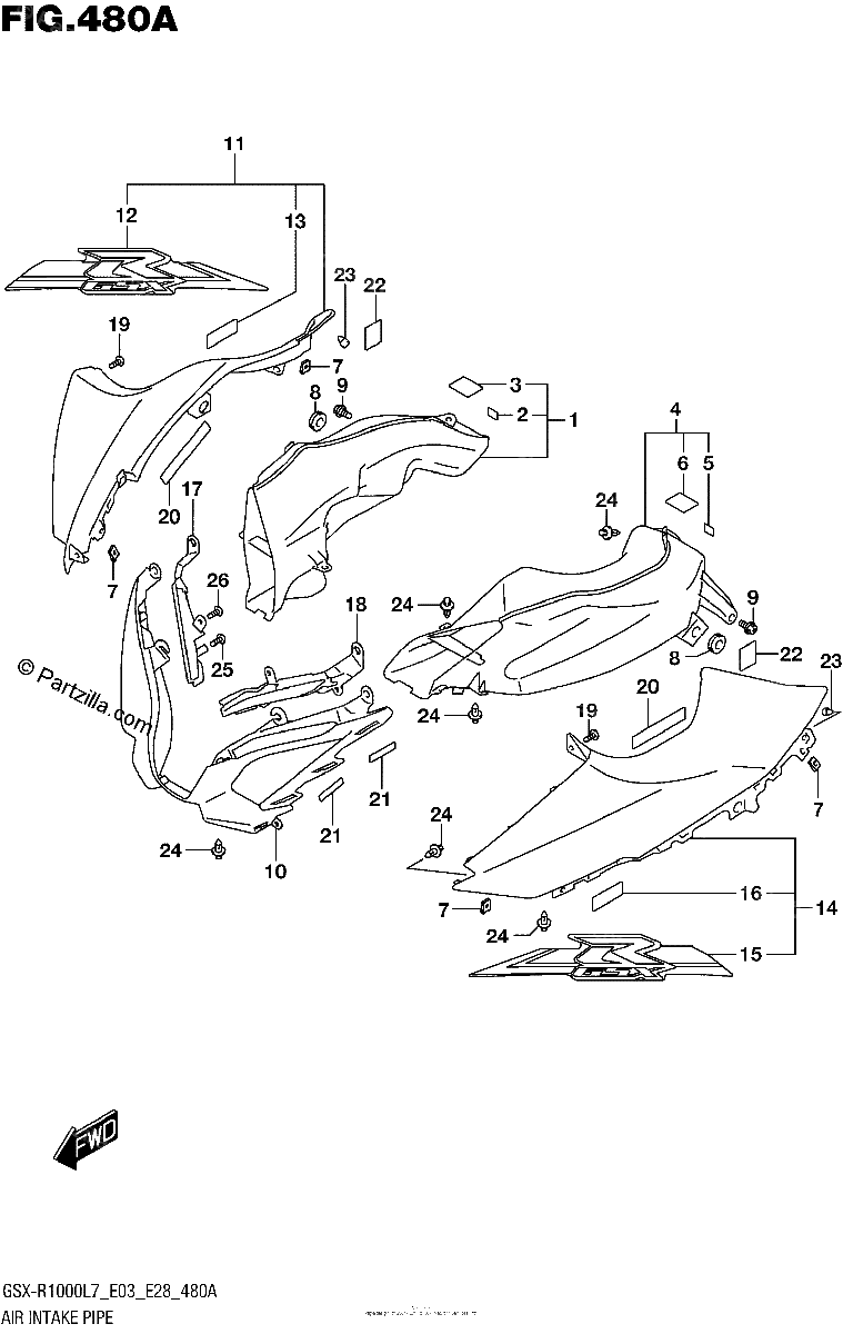 Diagrama de AIR INTAKE PIPE YSF