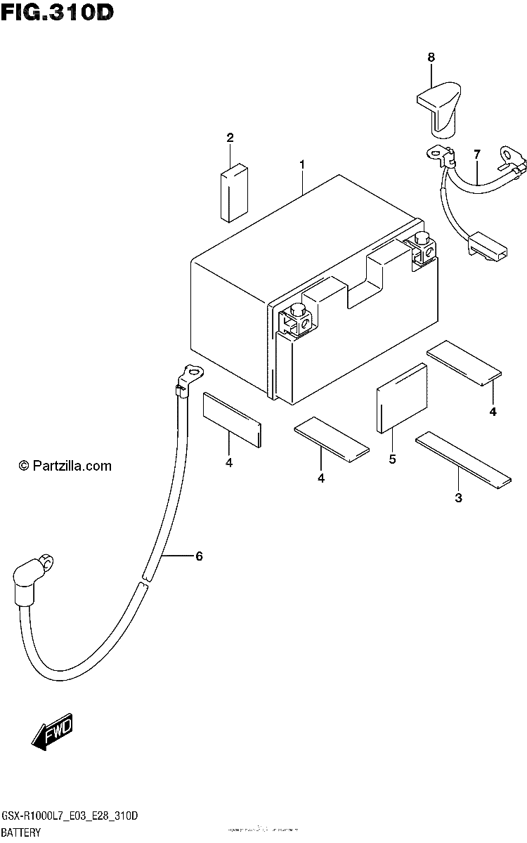 Diagrama de BATTERY GSX R1000AL7 E03