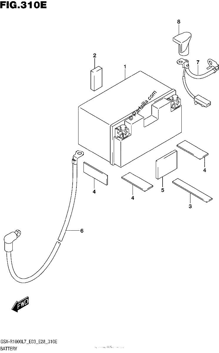 Diagrama de BATTERY GSX R1000AL7 E28