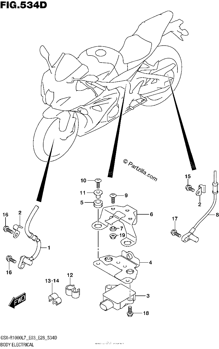 Diagrama de BODY ELECTRICAL GSX R1000AL7 E03