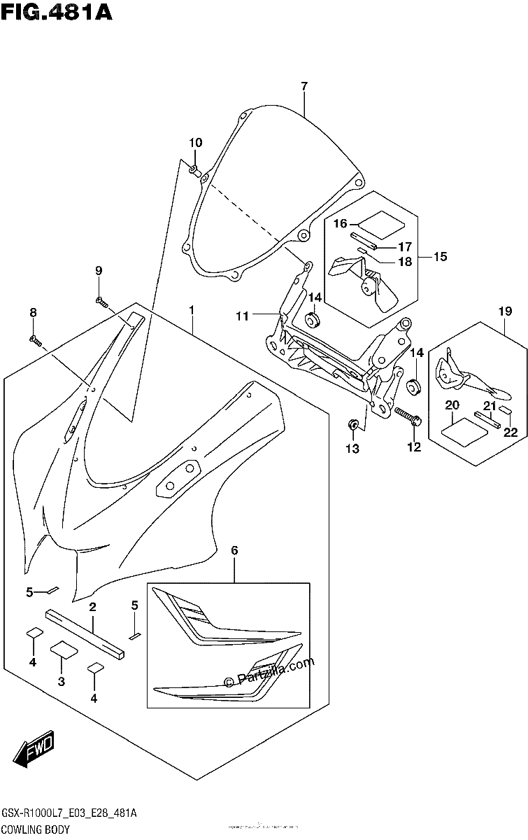 Diagrama de COWLING BODY YSF