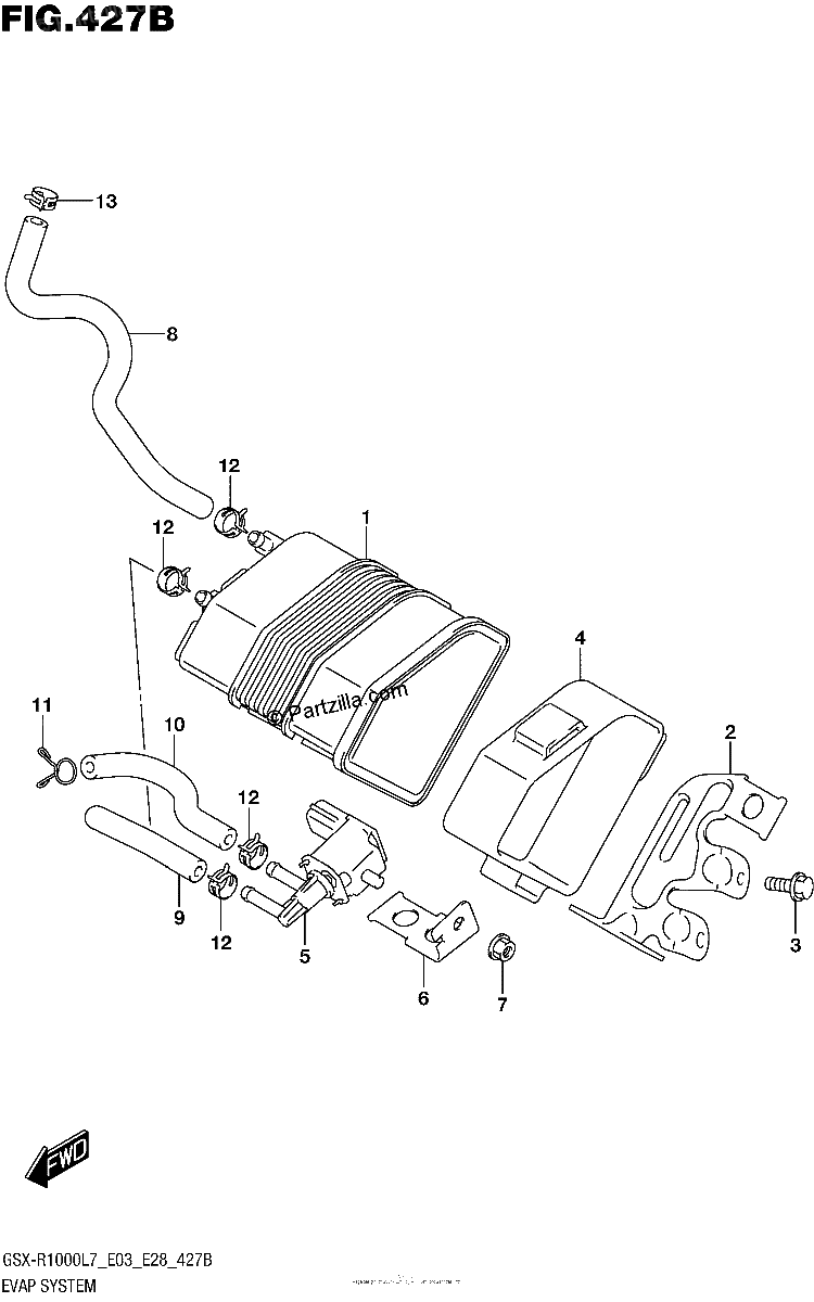 Diagrama de EVAP SYSTEM GSX R1000AL7 E33