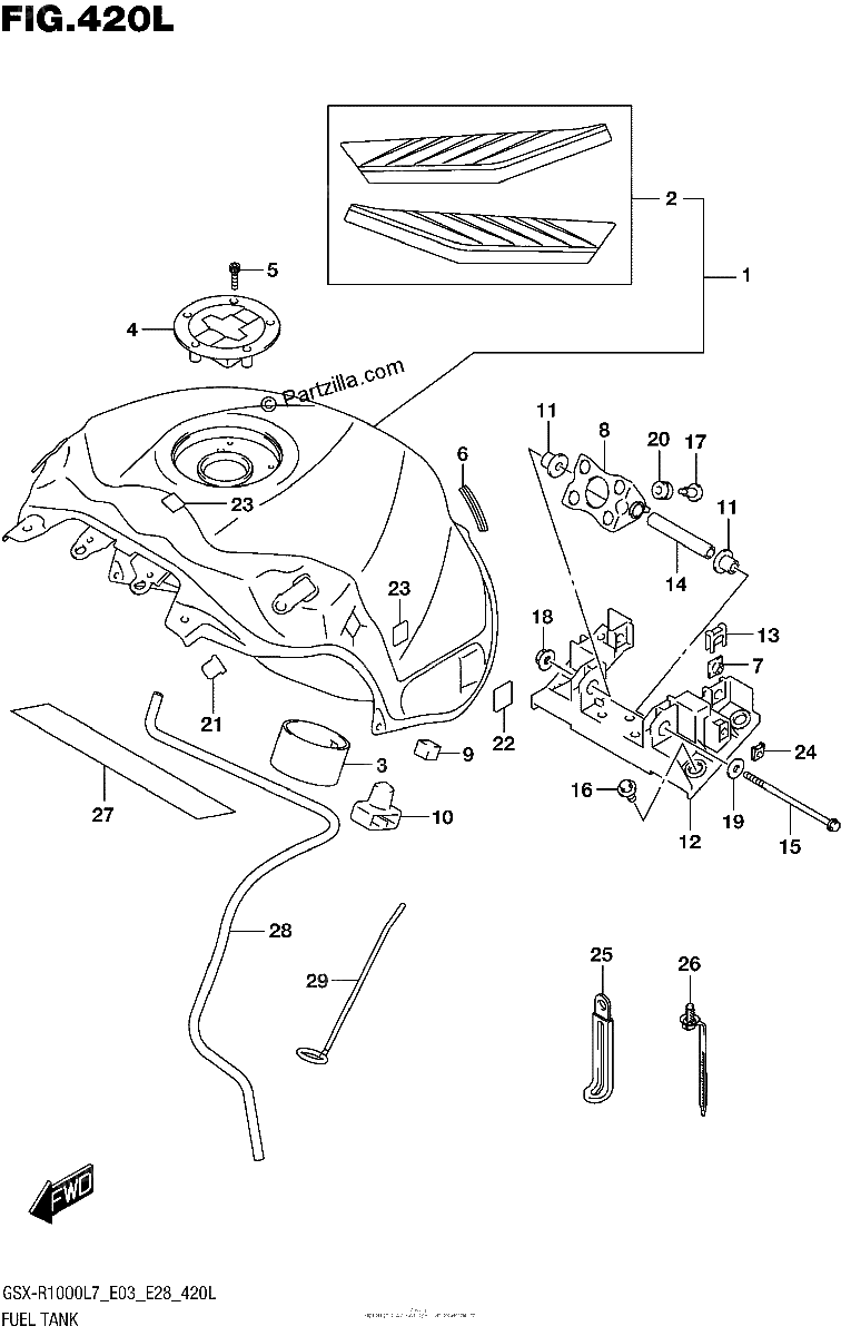 Diagrama de FUEL TANK GSX R1000AL7 E33 YSF