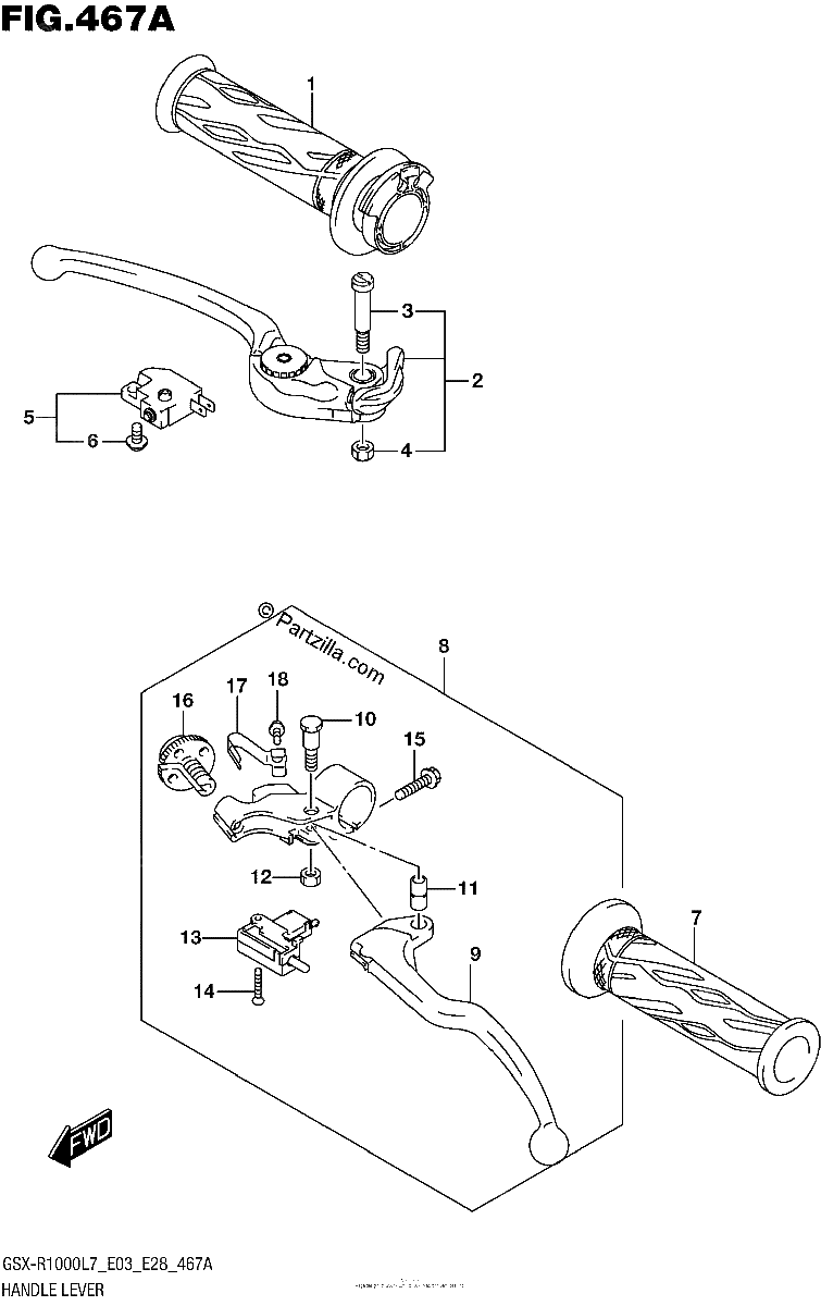Diagrama de HANDLE LEVER