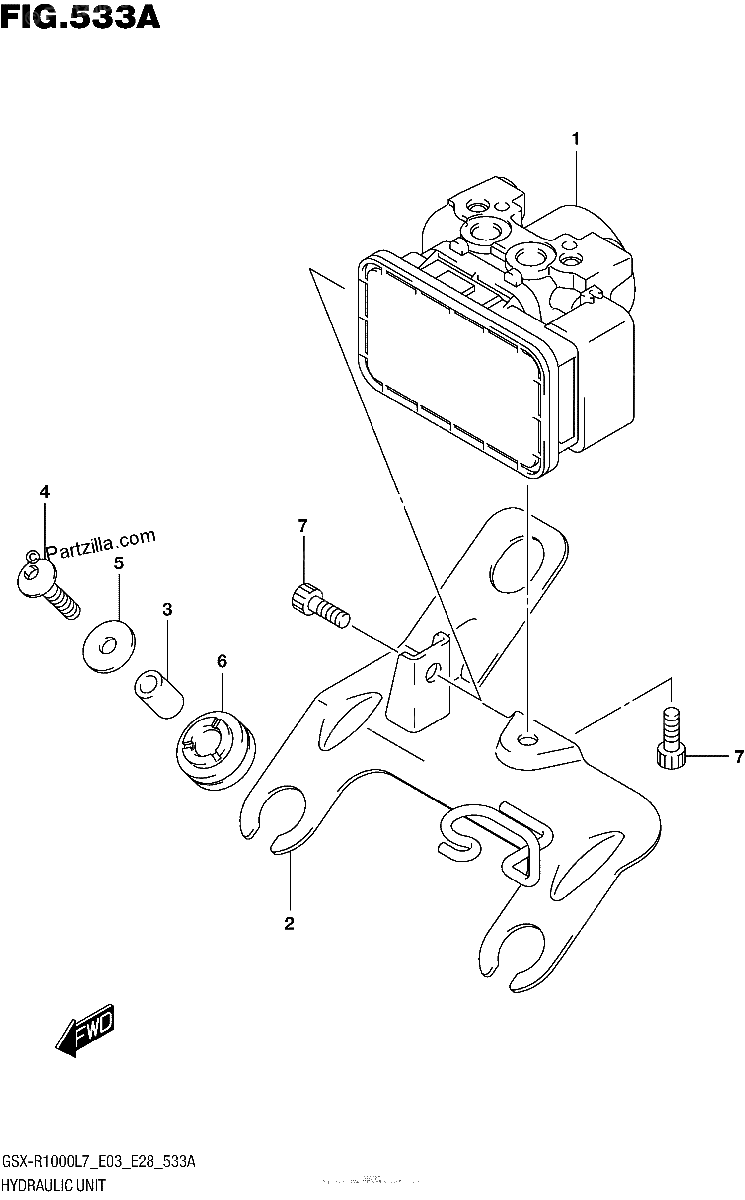 Diagrama de HYDRAULIC UNIT GSX R1000AL7 E03