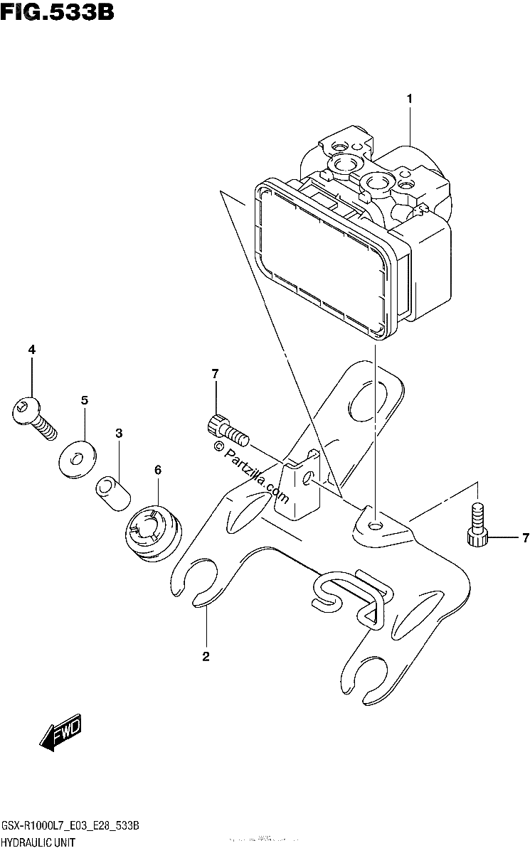 Diagrama de HYDRAULIC UNIT GSX R1000AL7 E28