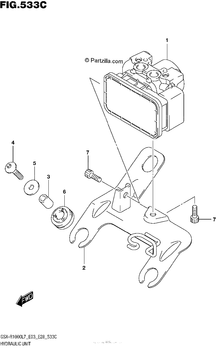 Diagrama de HYDRAULIC UNIT GSX R1000AL7 E33