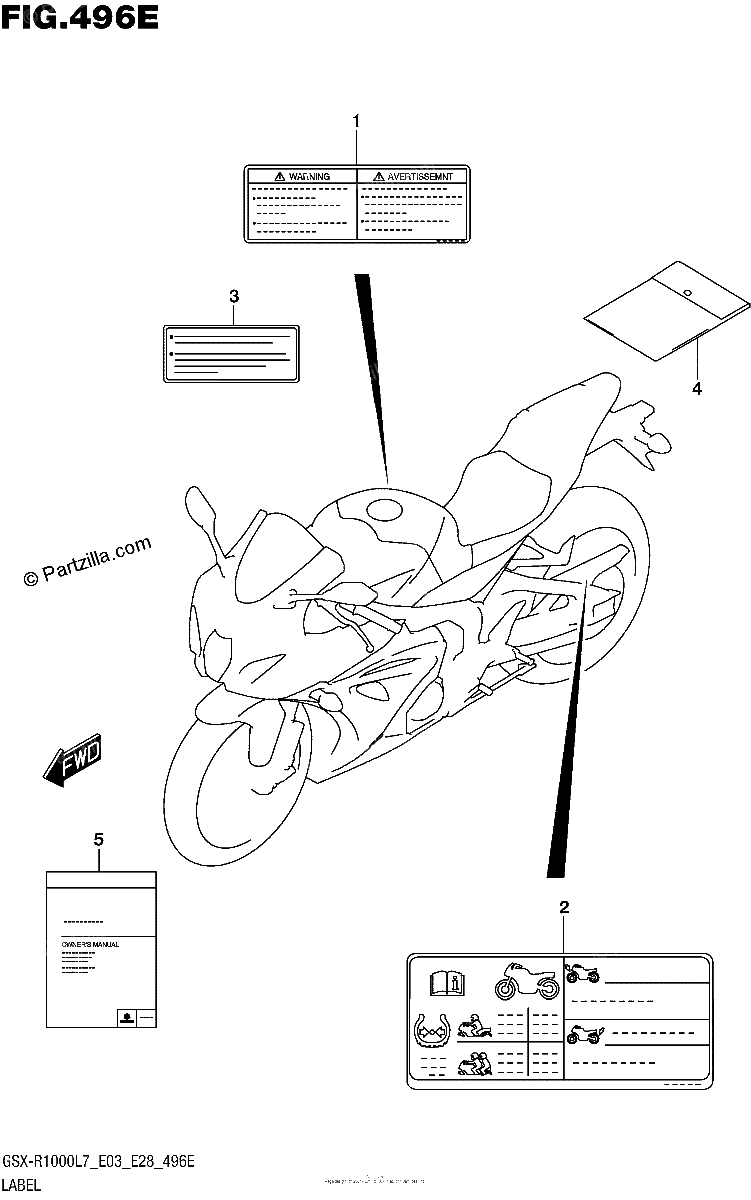 Diagrama de LABEL GSX R1000AL7 E28