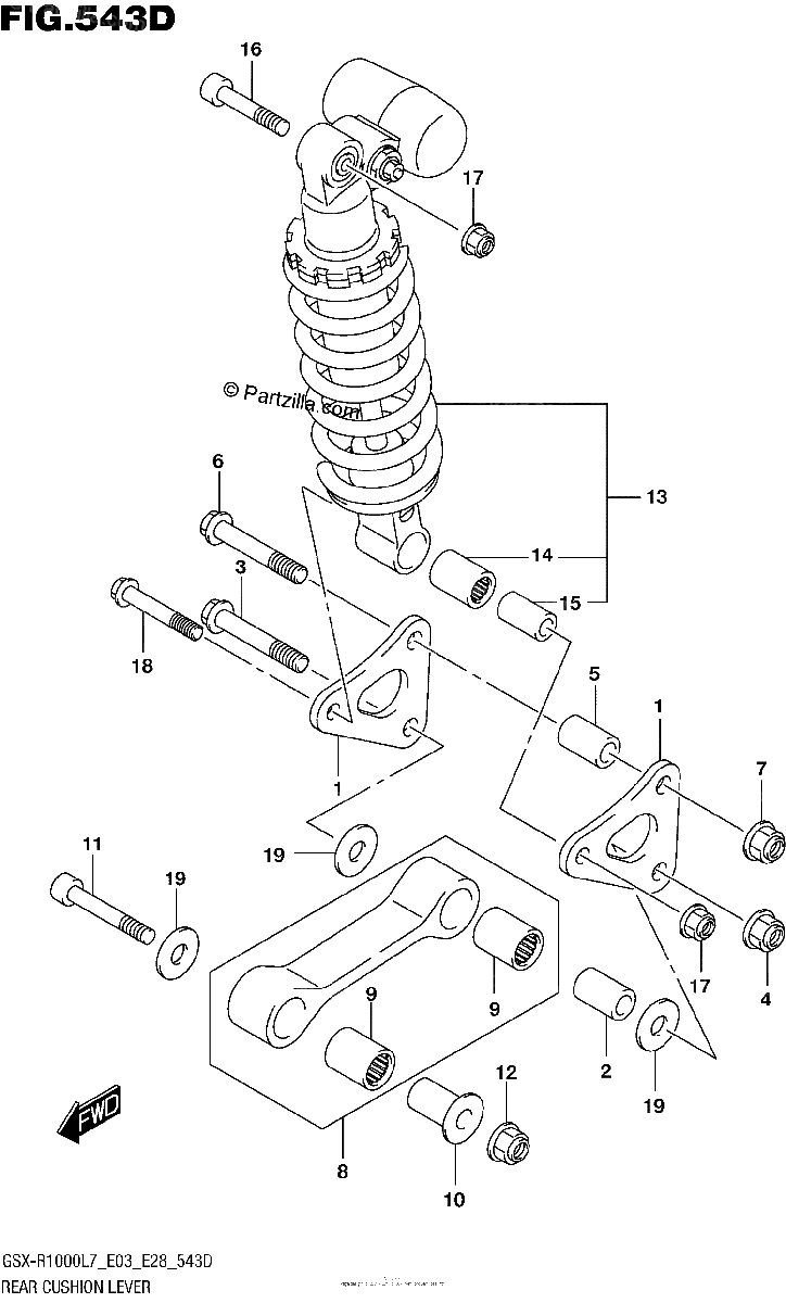 Diagrama de REAR CUSHION LEVER GSX R1000AL7 E03
