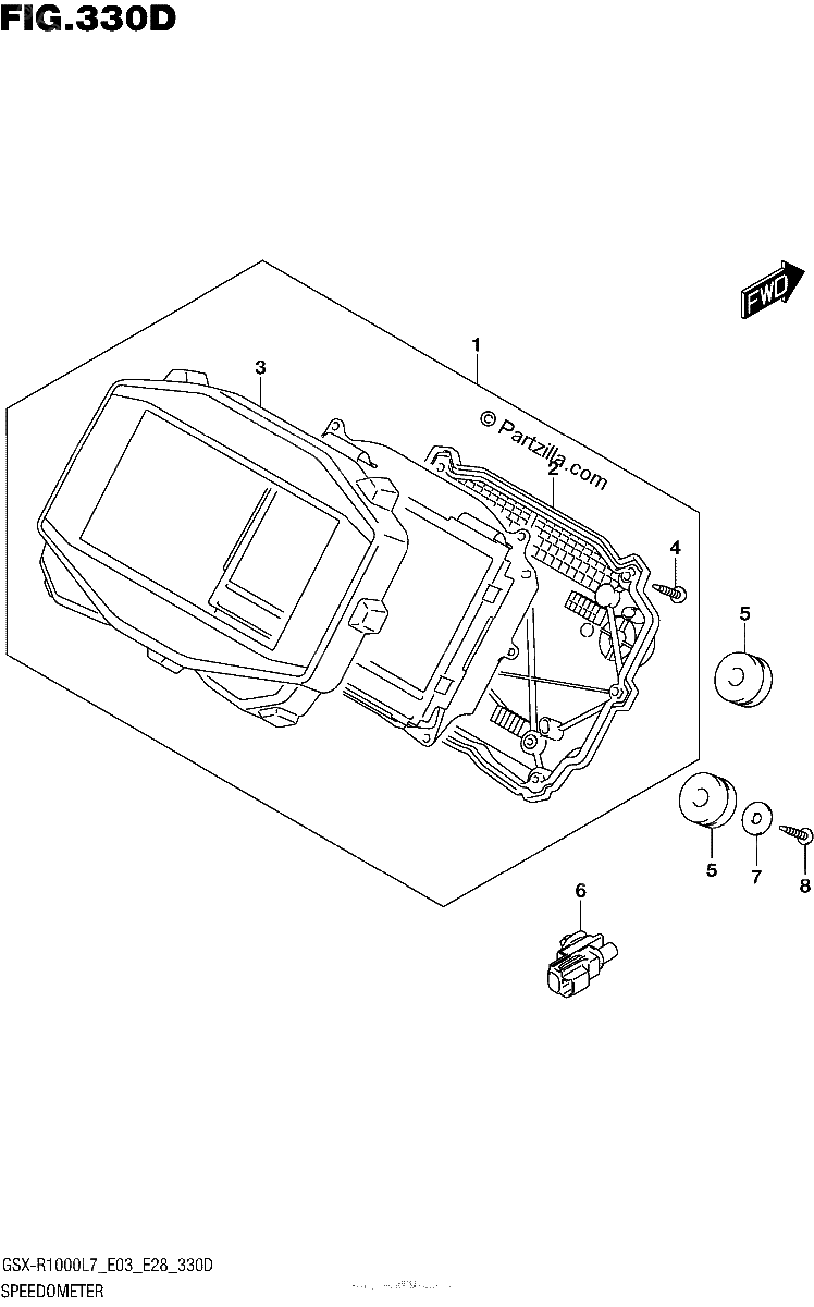 Diagrama de SPEEDOMETER GSX R1000AL7 E03