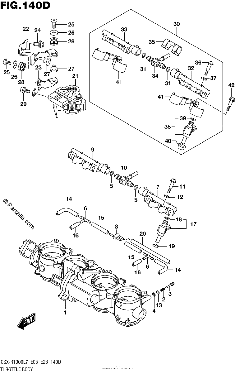 Diagrama de THROTTLE BODY GSX R1000AL7 E03