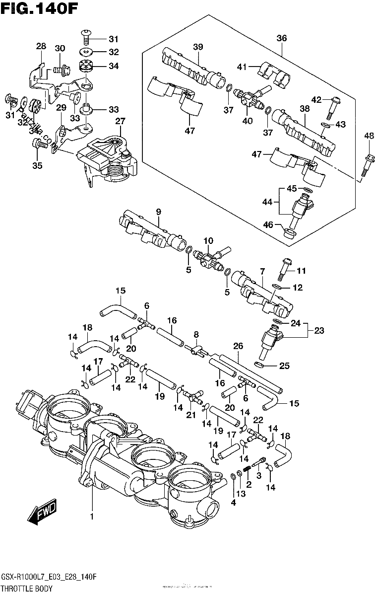 Diagrama de THROTTLE BODY GSX R1000AL7 E33