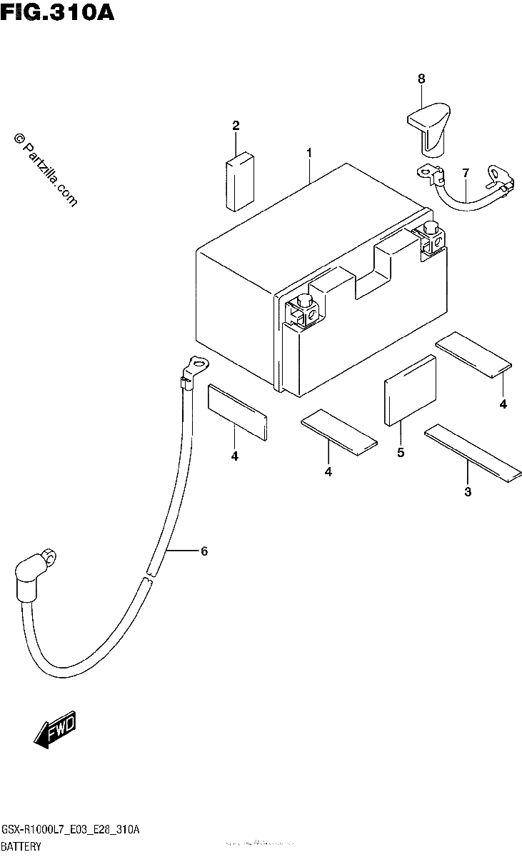 Diagrama de BATTERY GSX R1000L7 E03