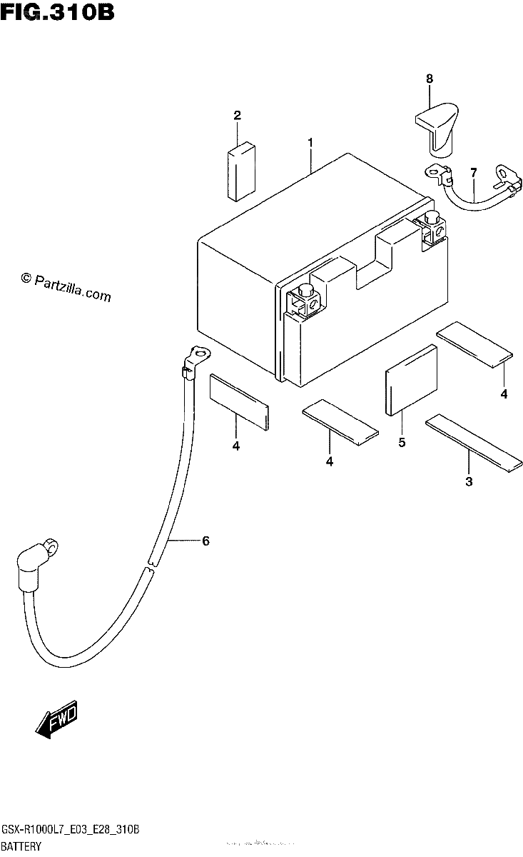 Diagrama de BATTERY GSX R1000L7 E28