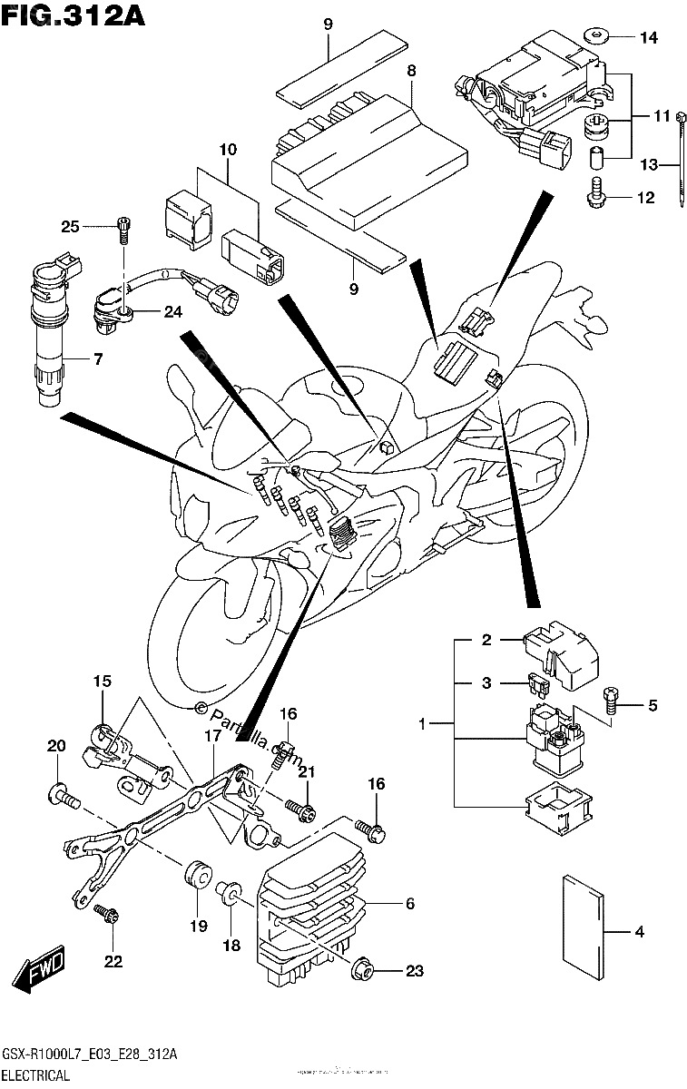 Diagrama de ELECTRICAL GSX R1000L7 E03