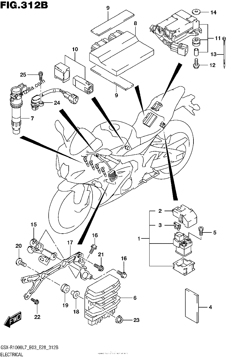 Diagrama de ELECTRICAL GSX R1000L7 E28