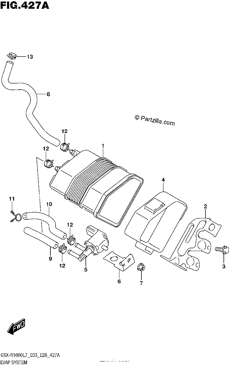 Diagrama de EVAP SYSTEM GSX R1000L7 E33