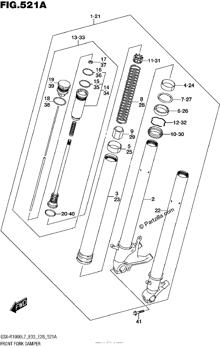 Diagrama de FRONT FORK DAMPER