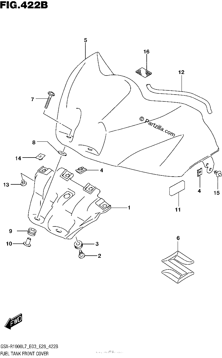 Diagrama de FUEL TANK FRONT COVER YKV YVZ