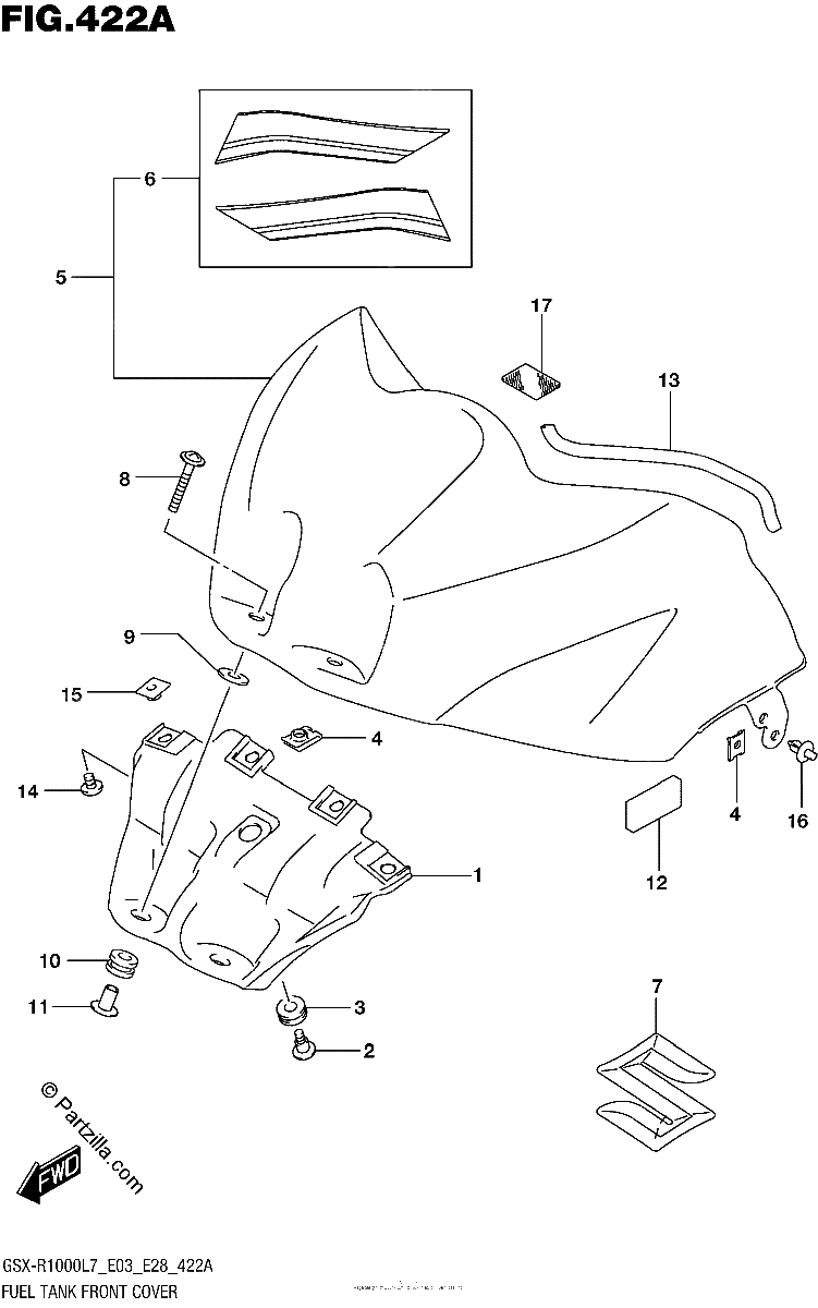 Diagrama de FUEL TANK FRONT COVER YSF