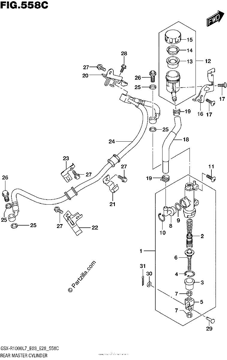 Diagrama de REAR MASTER CYLINDER GSX R1000L7 E33