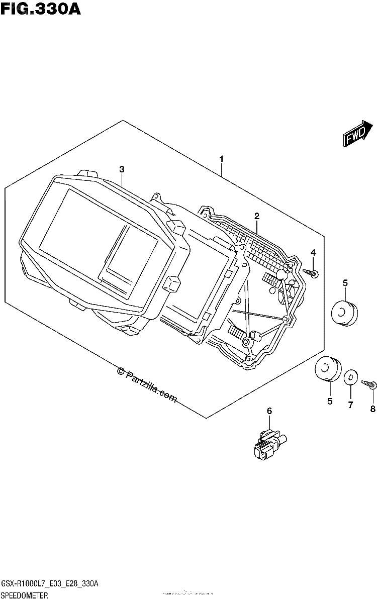 Diagrama de SPEEDOMETER GSX R1000L7 E03
