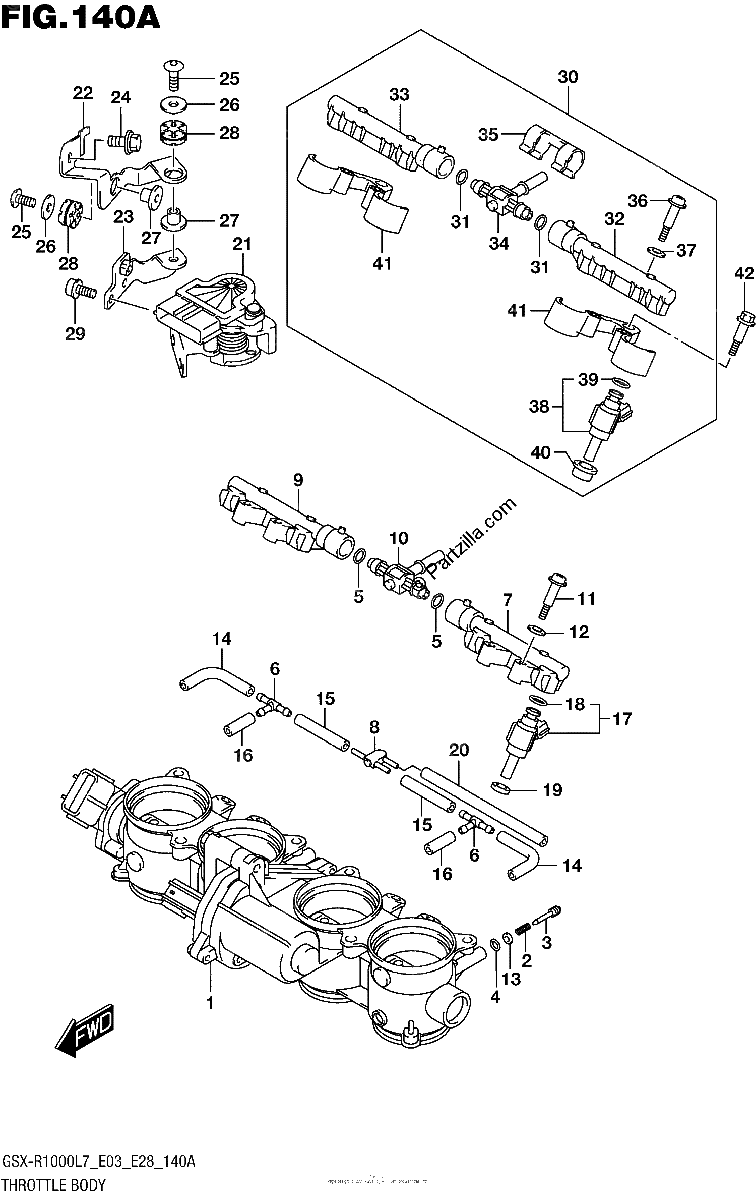 Diagrama de THROTTLE BODY GSX R1000L7 E03