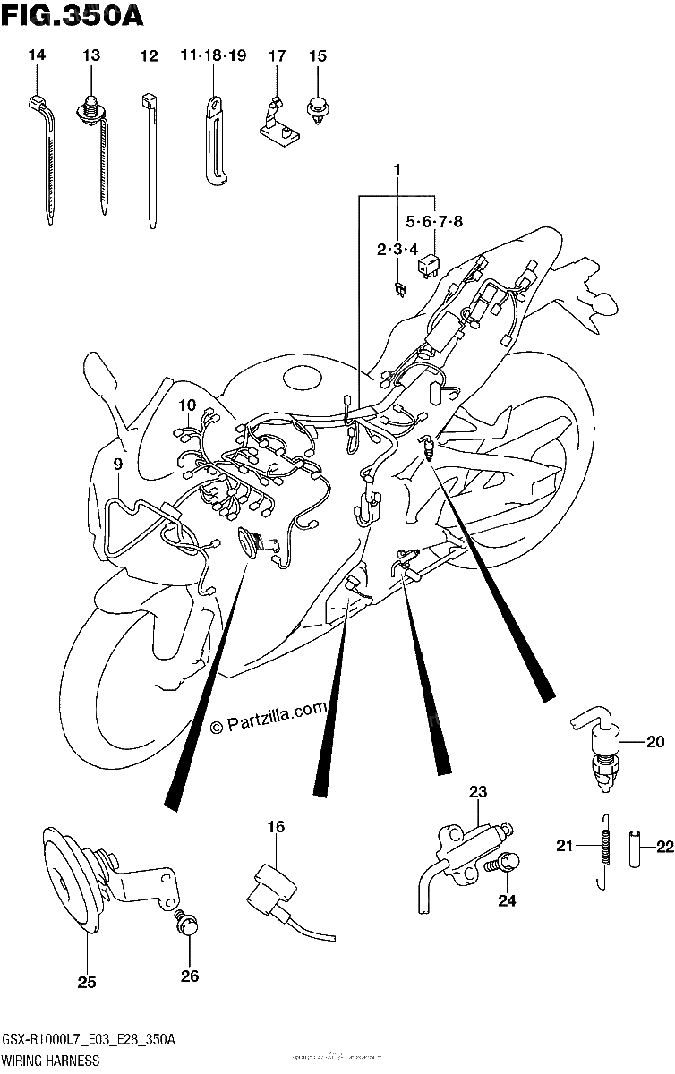 Diagrama de WIRING HARNESS GSX R1000L7 E03