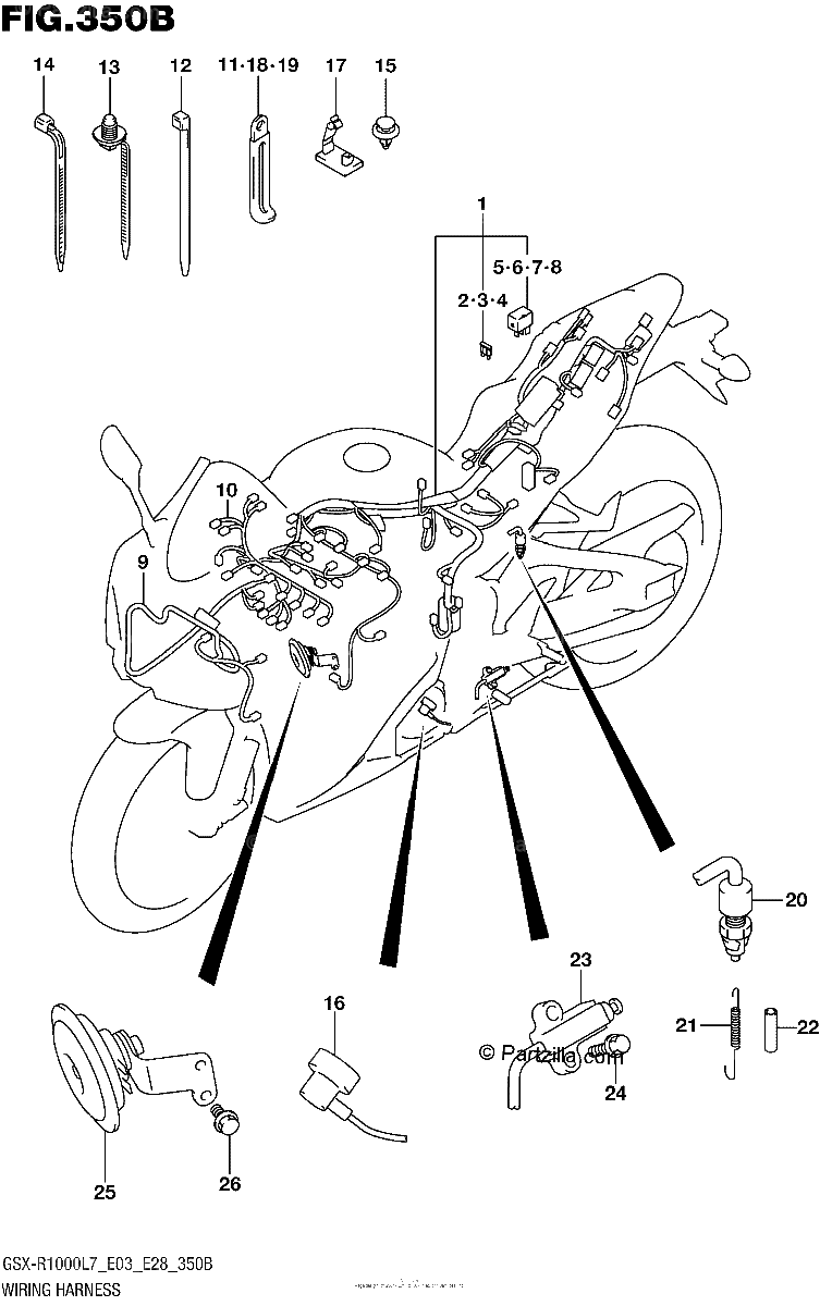 Diagrama de WIRING HARNESS GSX R1000L7 E28