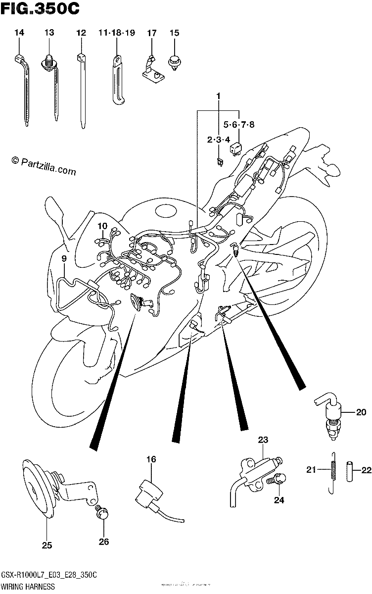 Diagrama de WIRING HARNESS GSX R1000L7 E33