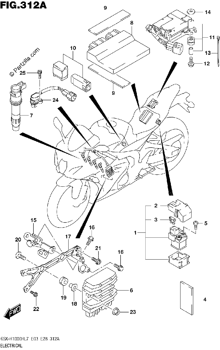 Diagrama de ELECTRICAL GSX R1000RL7 E03