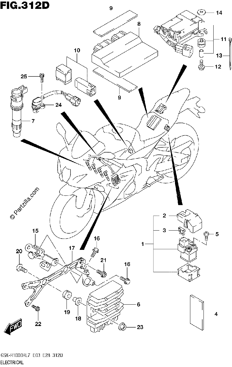 Diagrama de ELECTRICAL GSX R1000RZL7 E03