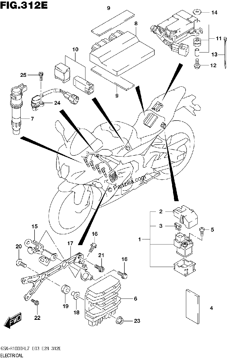 Diagrama de ELECTRICAL GSX R1000RZL7 E28