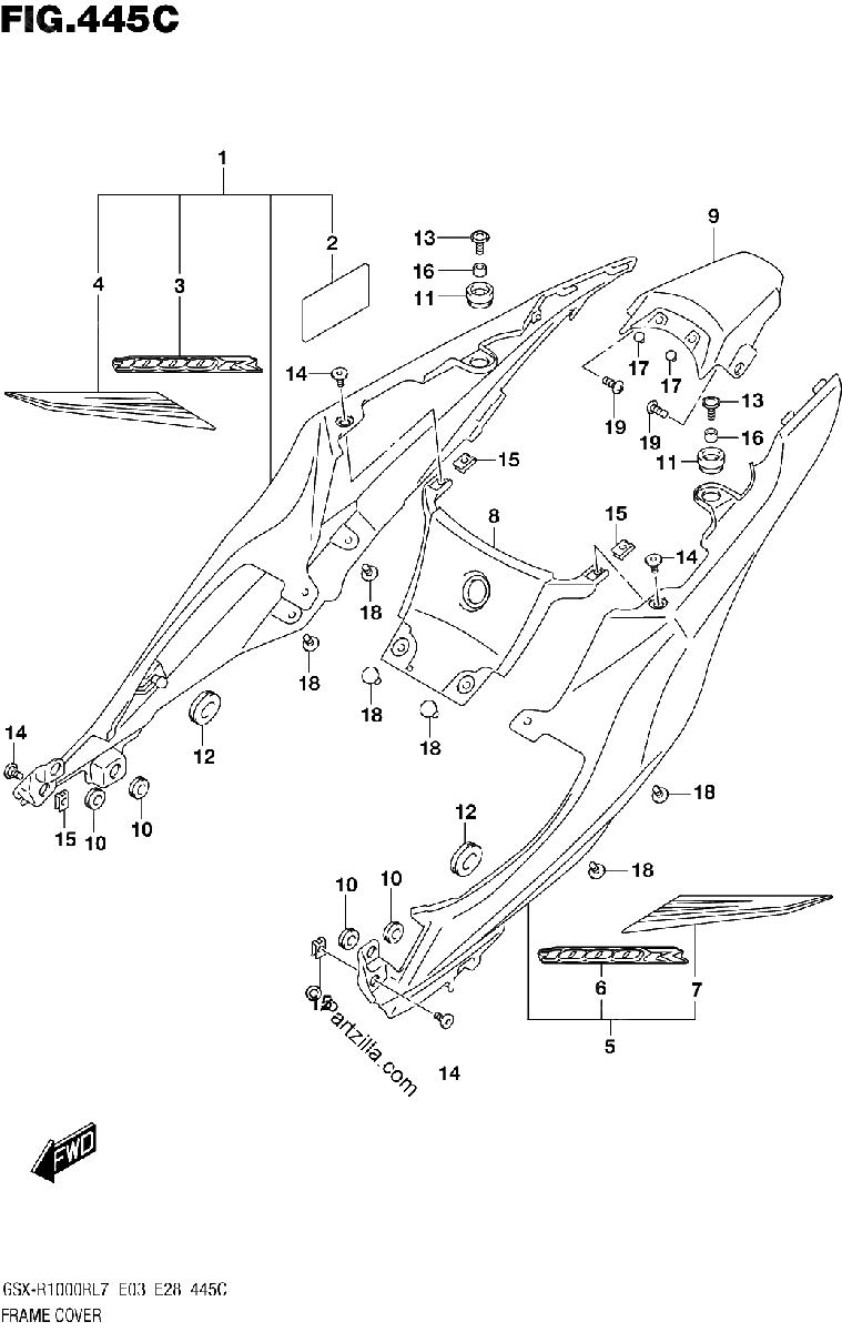 Diagrama de FRAME COVER GSX R1000RL7 E33